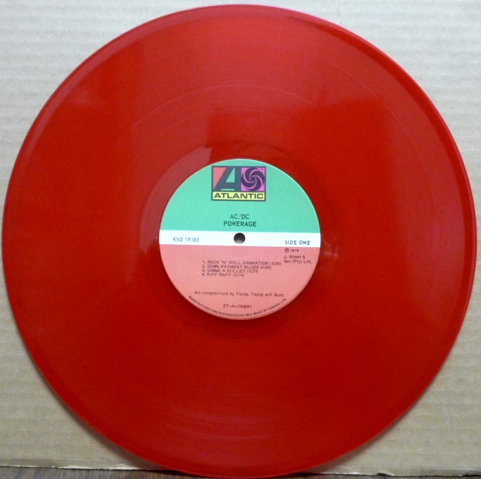 AC/DC Powerage LP Red Colored Vinyl RARE 1978 Canada KSD 19180 Bon Scott SUPERB - Image 3 of 4
