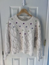 LOFT Embroidered Floral Women s Sweater Size Large