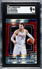 Luka Dončić Panini Donruss Optic Elite Dominators Red Pulsar Hologram, Pop (2) 
