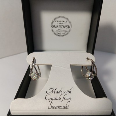 Made with Swarovski  crystals - Hoop Earrings Very Pretty New With Box