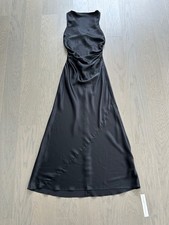 Reformation Casette silk dress black midi open back size 2 - with tags
