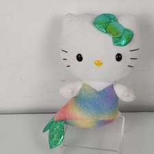 Ty Sanrio Hello Kitty Mermaid with Green Bow 6" Plush Stuffed Toy