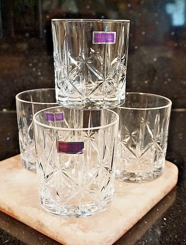New Waterford Marquis Double Old Fashioned  Crystal Sparkle Set Of 4