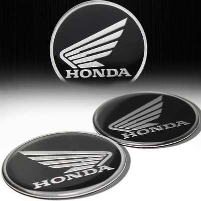 #ad 2x Metal 2 3 8quot; Brushed Aluminum Wing Logo Badge Pair Sticker Honda Black Silver $19.77