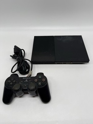 Sony PS2 Playstation 2 Slim Konsole in Schwarz - Laufwerk Defekt - Controller