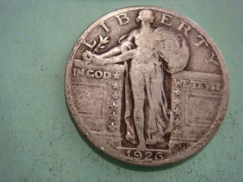 1926 P Standing Liberty Quarter album filler, actual coin in photo