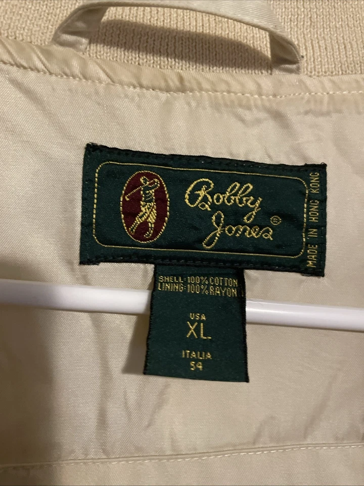 Vtg Bobby Jones Jacket Windbreaker Men Size XL Sand Tan Ribbed FULL SIGNED PHOTO - Image 4 of 4