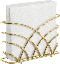 Napkin Holder for Table – Gold Iron Upright Napkin Dispenser for Paper Napkins, 
