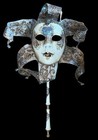 Genuine Vintage VENETIAN CARNIVAL MASK w/stick Made in Venice Italy La Gondola
