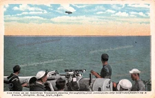 US Navy Military Ship Sailors WWI French Zeppelin Blimps Air Force Postcard H55