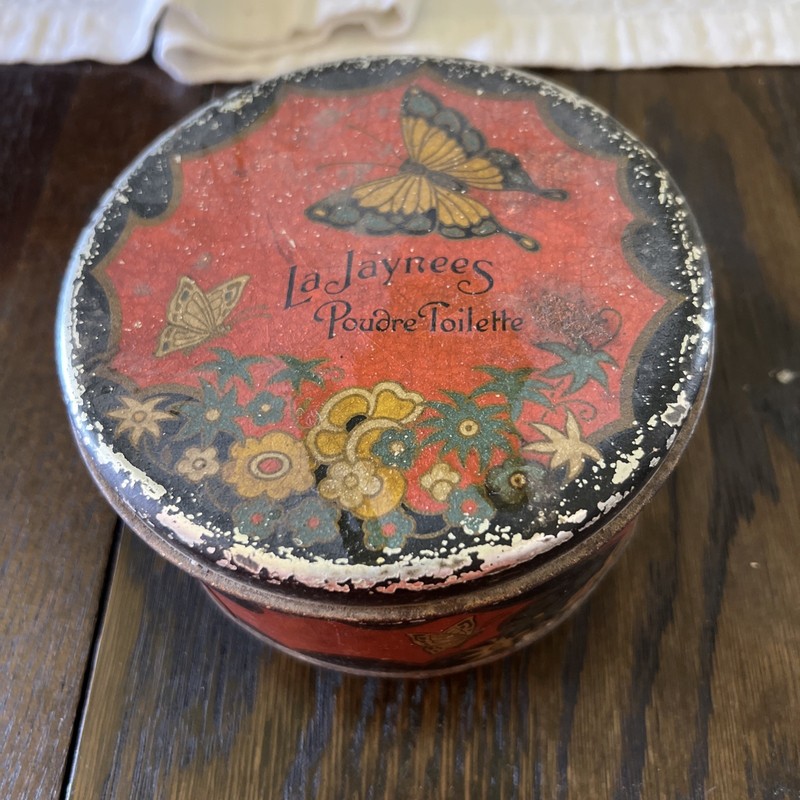 La Jaynees Poudre Toilette Tin Vintage Rawleigh's Freeport Marseilles, USA