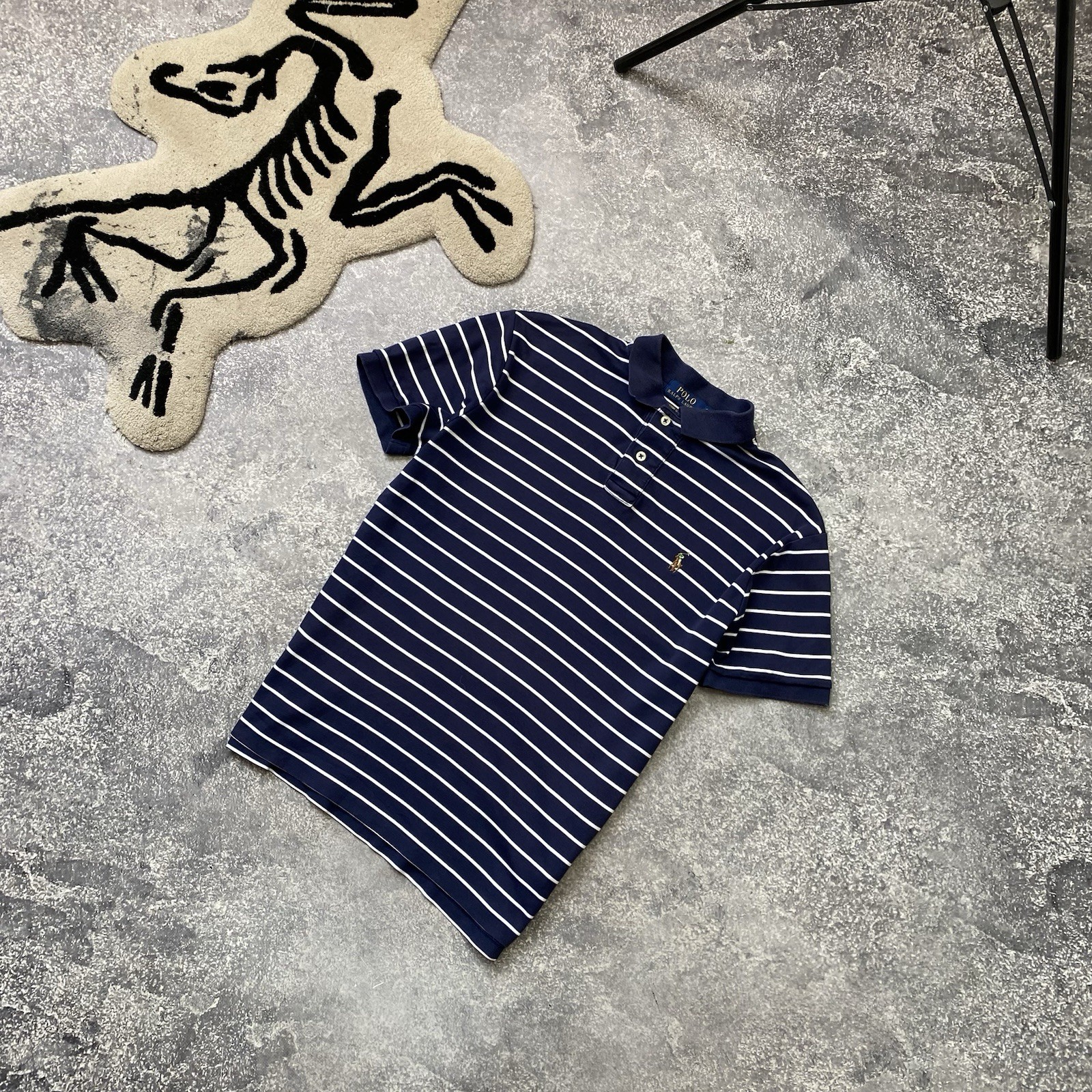 T shirt vintage Polo Ralph Lauren Small Pony nera Y2K zebrata taglia S