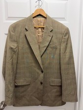 Lauren Ralph Lauren Vintage Wool Blazer 44L Tan Plaid Classic Fit