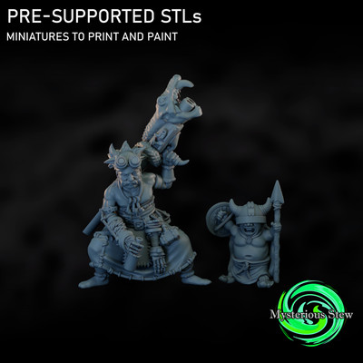 Jormungandr and Mor | 32mm Tabletop Miniatures | Fantasy  | 3D Print