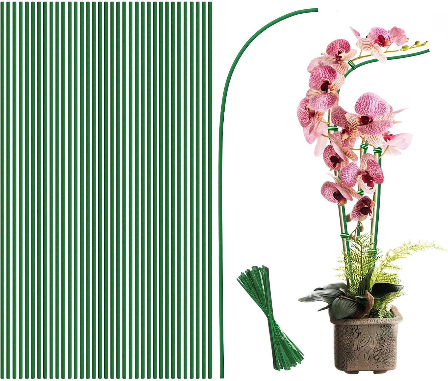 [36 Pcs] Plant Stakes, Bendable Plant Sticks, 18 Inches Single Stem Plant Suppor