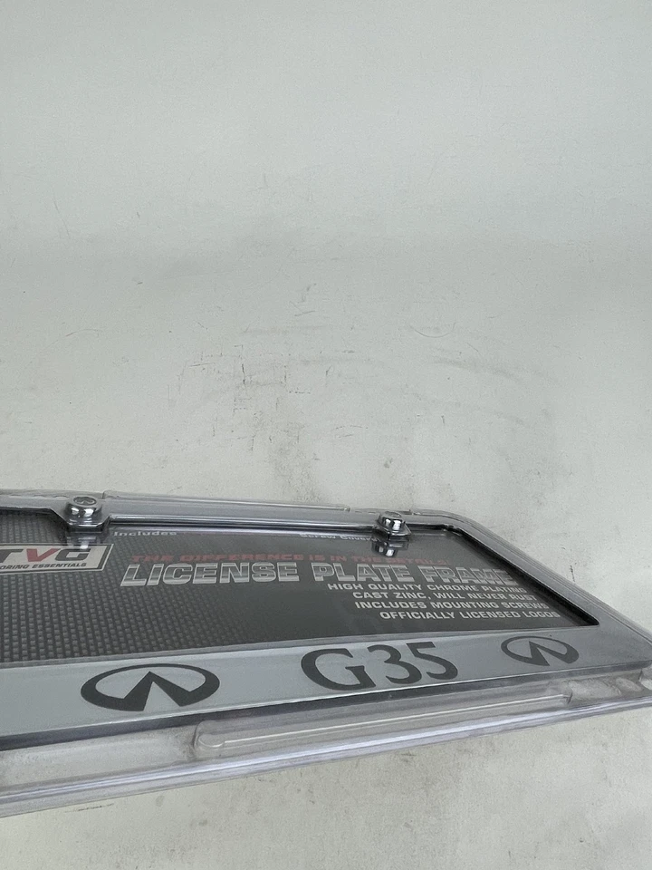 2 nuevos marcos de licencia de metal con tapa de rosca grabada letra negra Infinite G35 Foto 2 de 4