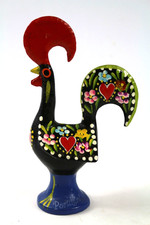 Vtg Good Luck Rooster of Barcelos Portugal 5-3/8" Tall Metal figurine NWT