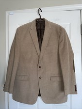Men's Chaps Ralph Lauren Tan Corduroy Blazer Sport Coat 46L Elbow Pads