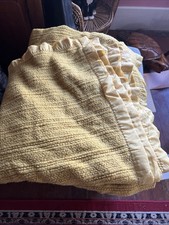 Vintage Waffle Weave Blanket Satin Edge Gold/Mustard/ 94 X 96