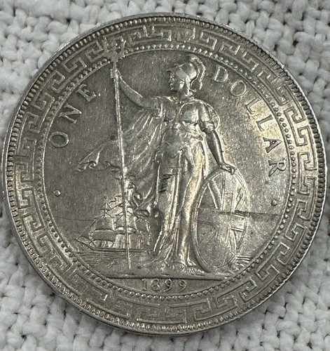 1899B GREAT BRITAIN SILVER TRADE DOLLAR  BRITISH COIN AU/BU