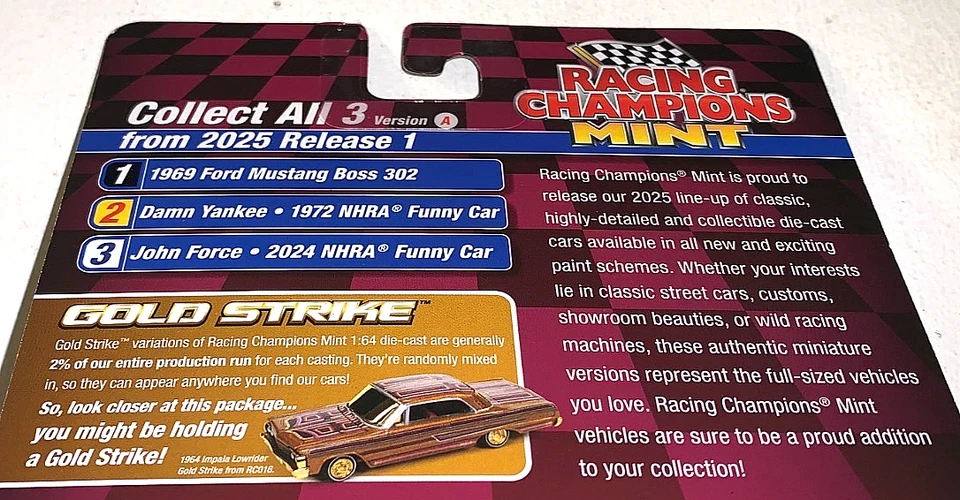 CAMPEONES DE CARRERAS COMO NUEVO 2025 1972 PLYMOUTH CUDA NHRA COCHE DIVERTIDO GOLD STRIKE CHASE! Foto 4 de 4