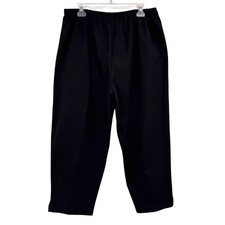 Eileen Fisher Women  s Wide-Leg Pants 1X Organic Cotton Pull On Black Lagenlook