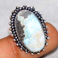 925 Silver Plated Larimar Ring US 8 Must Have Jewelry Fresh Stock Deal GW