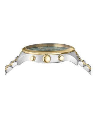 Ferragamo Duo Chrono Bracelet Watch TWO Tone Gold Silver - Green Face, NIB $1595 Ferragamo Duo Chrono Bracelet Watch, TWO Tone - Green Face  main image 2