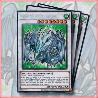 YuGiOh Stardust Dragon x3 Secret Rare Chibi Great Card 1st Edition
