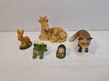 5 Pc Lot Of Small Forest Animal Figurines B96