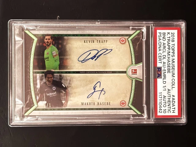 Kevin Trapp Makoto Hasebe Dual Auto 1/1 2018-19 Topps Museum PSA AU Auto 10