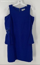 Eliza J Blue Cold Shoulder Sleeve Round Neck Back Zip Sheath Womens Dress 14
