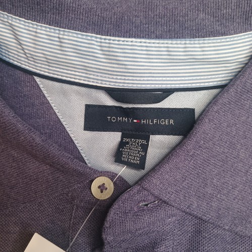 Tommy Hilfiger Mens 2XLT Short Sleeve Logo Pique Polo Shirt Hippo Purple Plus - Picture 4 of 8