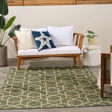 Nourison Horizon Geometric Green Indoor Outdoor Rug, 152 x 213 cm