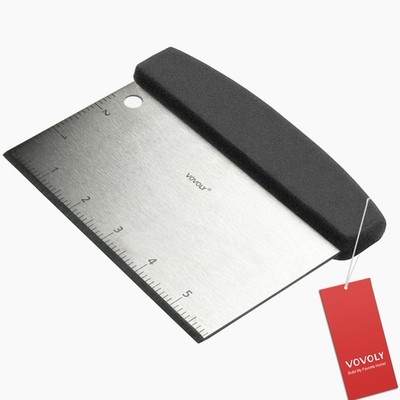 Vovoly Multipurpose Bench Scraper Kitchen Utensil Dough Scraper_Black PP Grip
