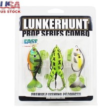 Bass Fishing Lures Kit 3-Pack Prop Fish & Frog Baits Topwater Weedless Hooks New