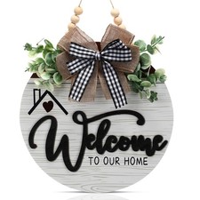 12 Inch 3D Welcome Sign for Front Door- Farmhouse Welcome Door Sign for Front...
