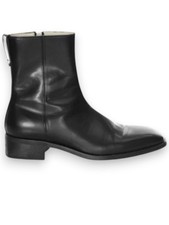 Handmade Black Genuine Leather Dress Side Zipper Boots For Men Free Gift Wrap