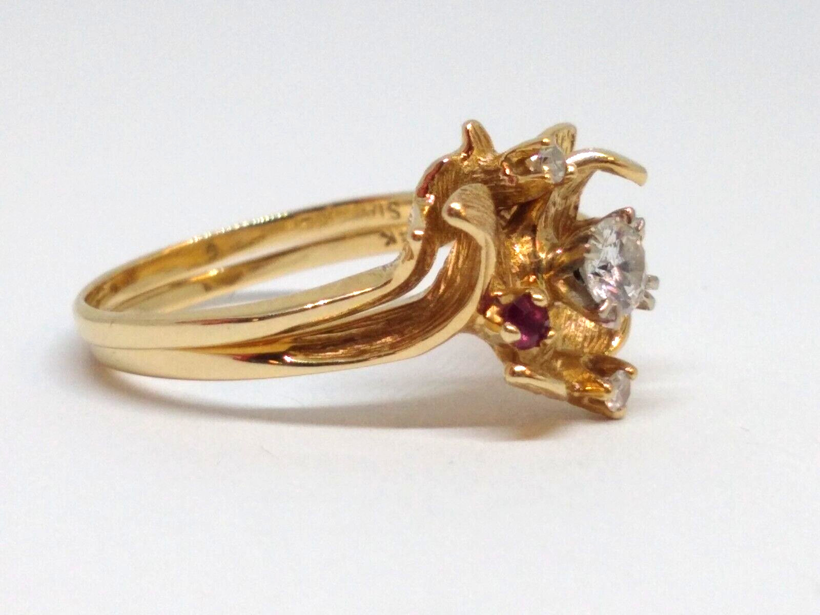 VTG, Two Piece, Diamond /Ruby Ring, signed Starfi… - image 9