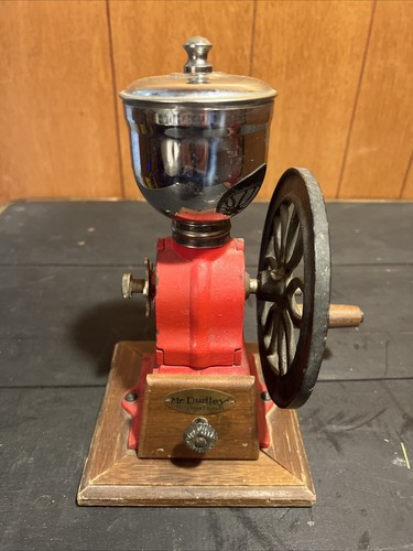 Vintage Mr. Dudley International Red Cast Iron Coffee Grinder