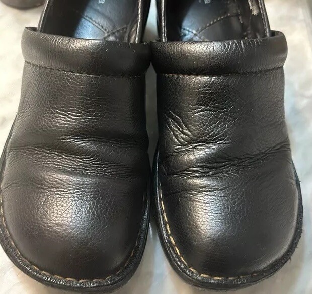 Women's Sonoma Black Leather Clogs Size 8.5M Nursing Work Shoes with Cushion Comfort-image