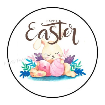 10cm Auto-Aufkleber Sticker Happy Easter bunt Rund R3215