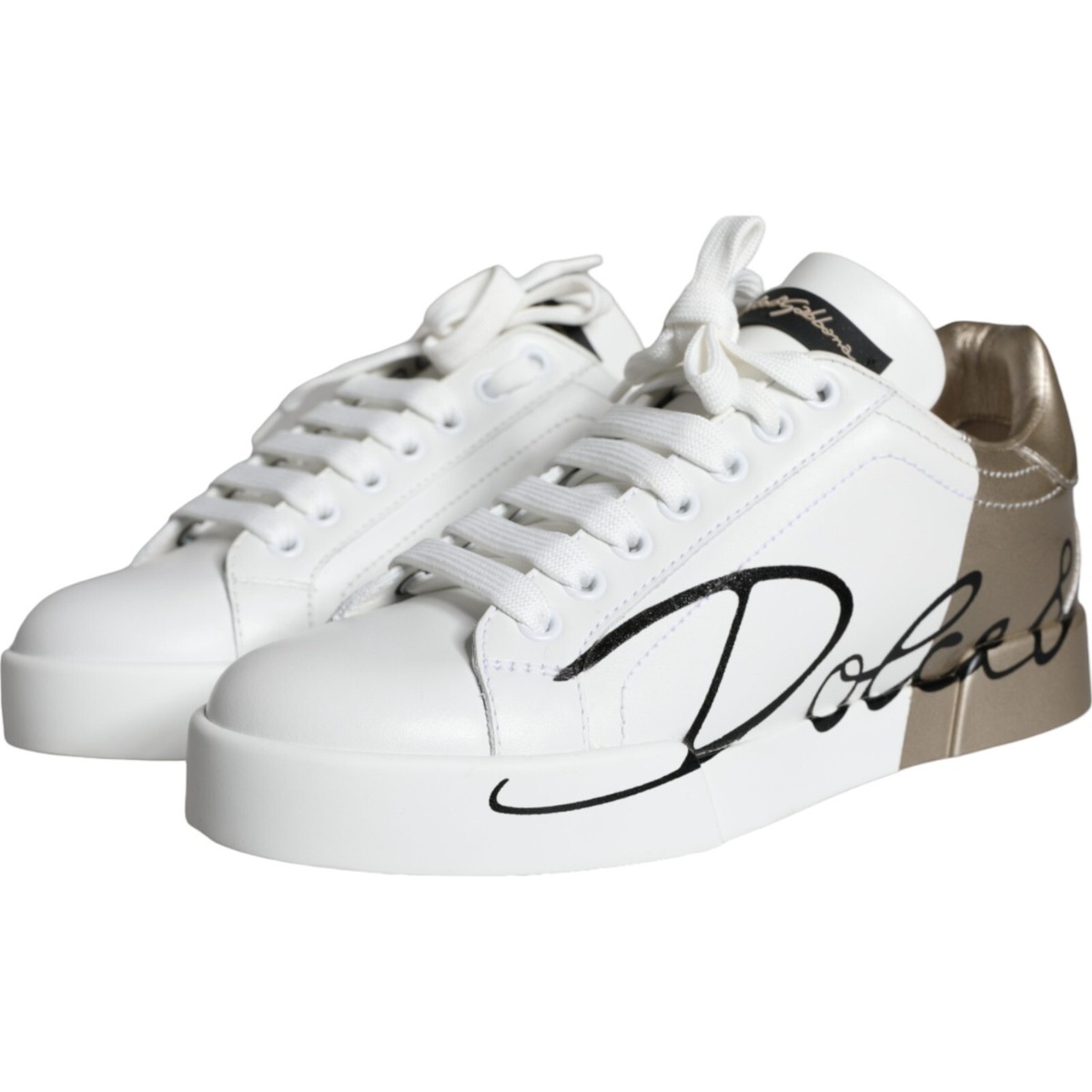【関税&送料込】Dolce&Gabbana White Gold Portofino Sneakers DOLCE & GABBANA Shoes White Gold Portofino Low Top Leather