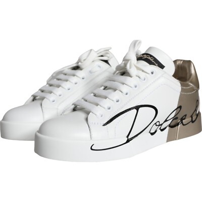 【関税&送料込】Dolce&Gabbana White Gold Portofino Sneakers DOLCE & GABBANA Shoes White Gold Portofino Low Top Leather