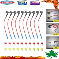 10 Pack 12V Car Add-a-Circuit ATO ATC Fuse Tap with 20A Fuses for Easy Upgrades