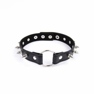 Schwarzer Spike Ring Choker | Schwarz Gothic Ring Halsband Modisch Damen Choker 