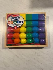 Melissa  Doug: Primary Lacing Beads 32 piece New Factory Sealed