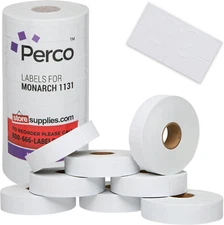 Perco White Pricing Labels for Monarch 1131 Price Gun - 1 Sleeve, 8 Rolls, 20,00