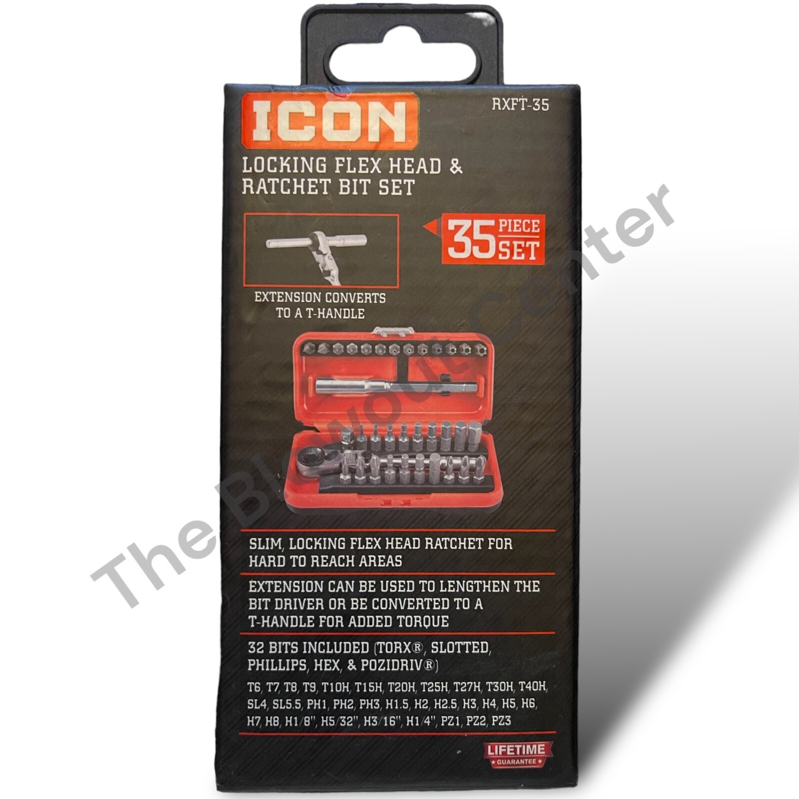 ICON Locking Flex Head Ratchet and Bit Set, 35 Piece New In Box RXFT35