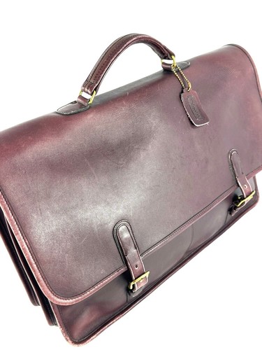 COACH Burgundy Leather Briefcase Mahogany Wall Street Made in New York City USA - Picture 11 of 17